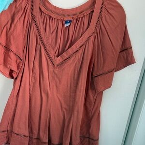 Old Navy Rust V-Neck Blouse